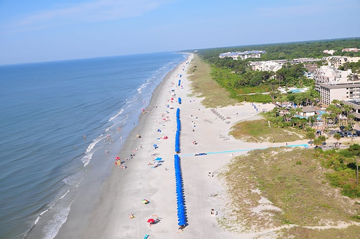 Aerial photo of Hilton Head beach.