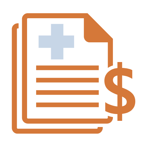 Bill icon with money symbol illustrating a medical bill as an unexpected expense.