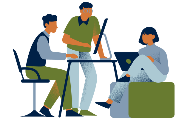 Illustration of Colleagues Brainstorming Together