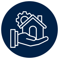 Icon of a House in a hand representing property management