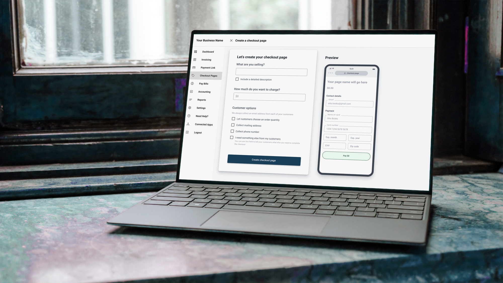 create checkout pages