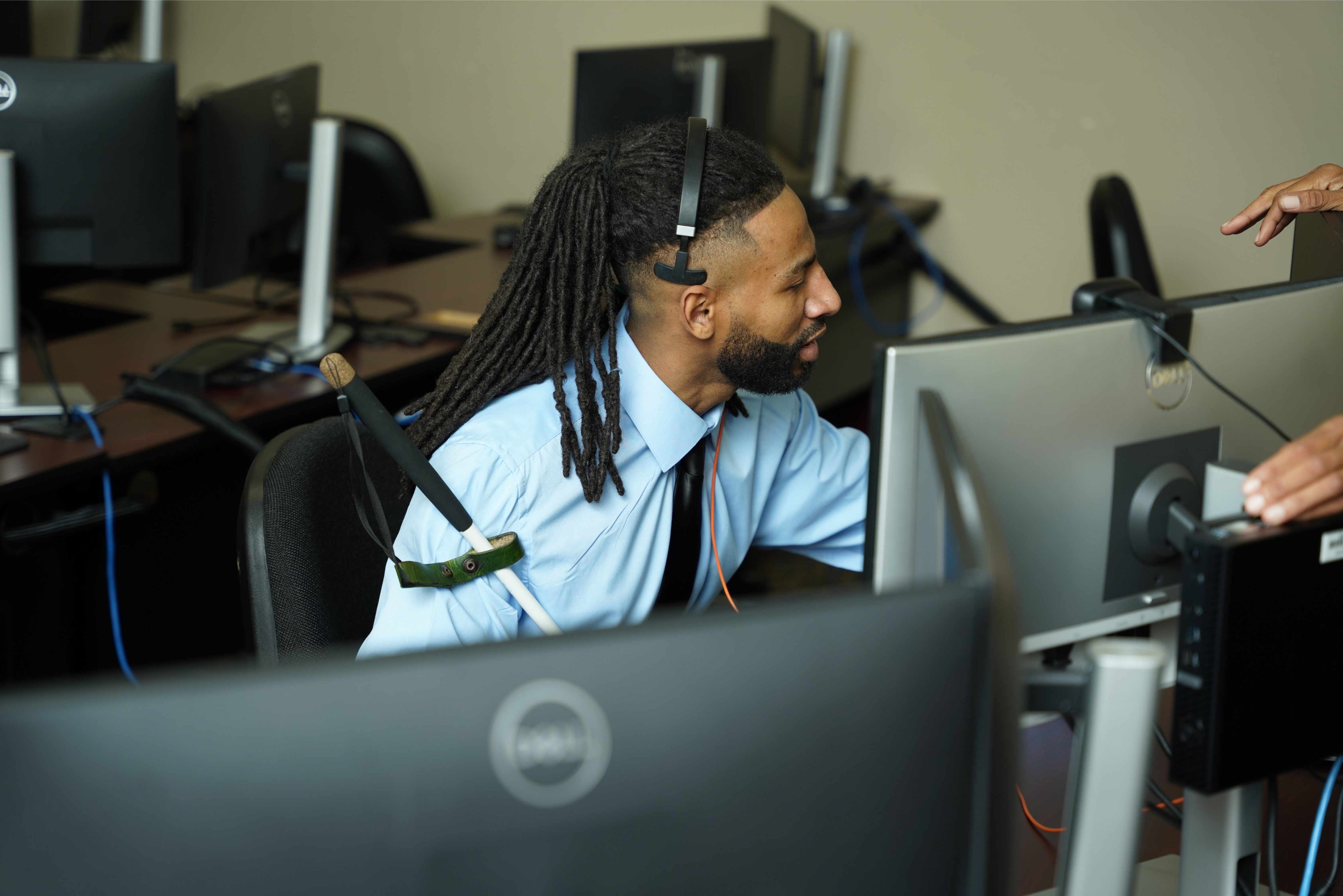 man working on a computer