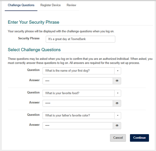security questions