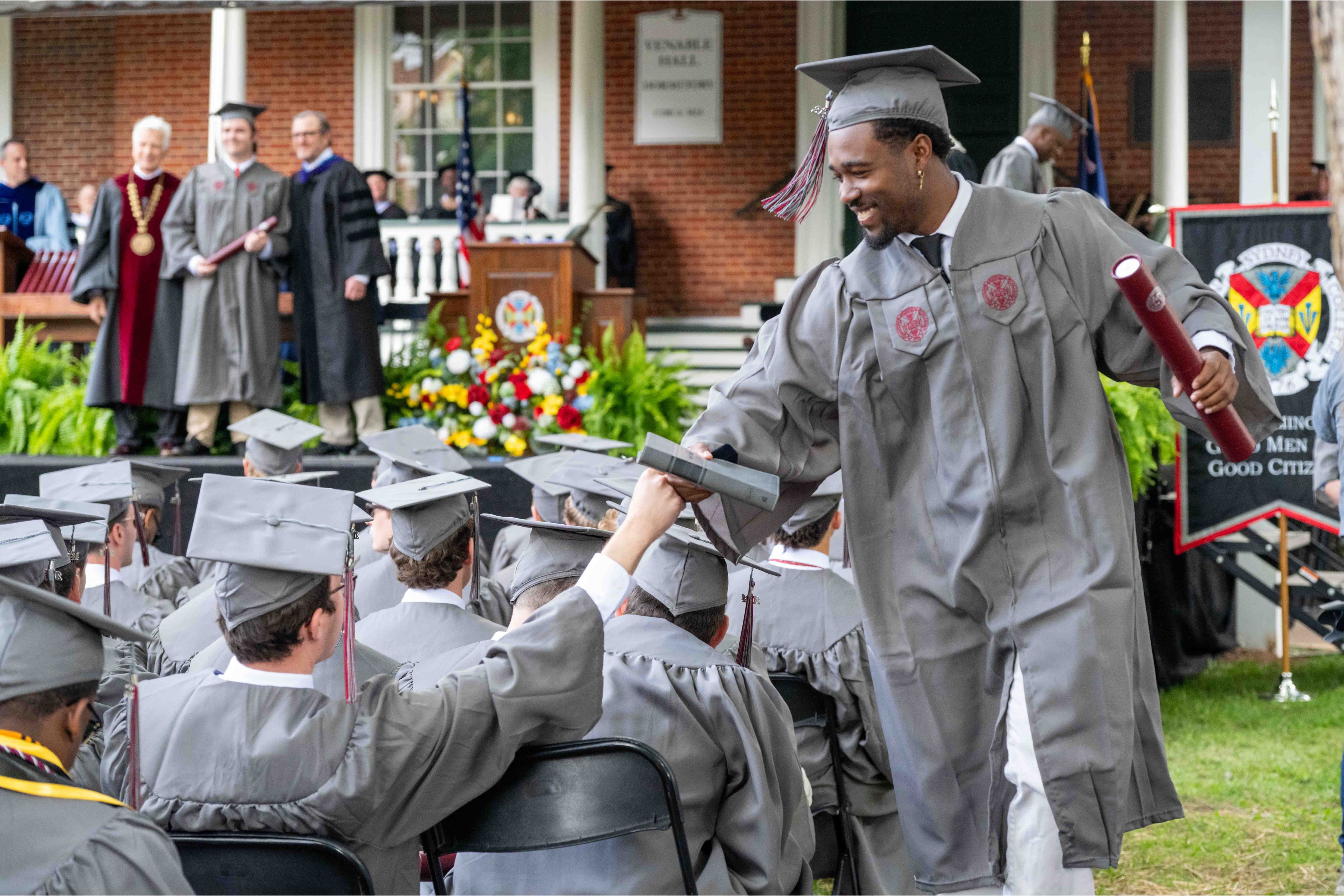 students participating in a commencement