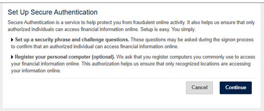secure authentication set up