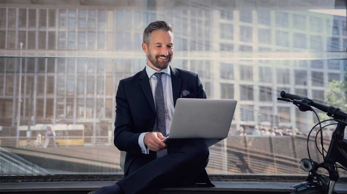 business man on computer