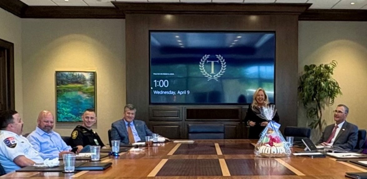 a board meeting in a conference room