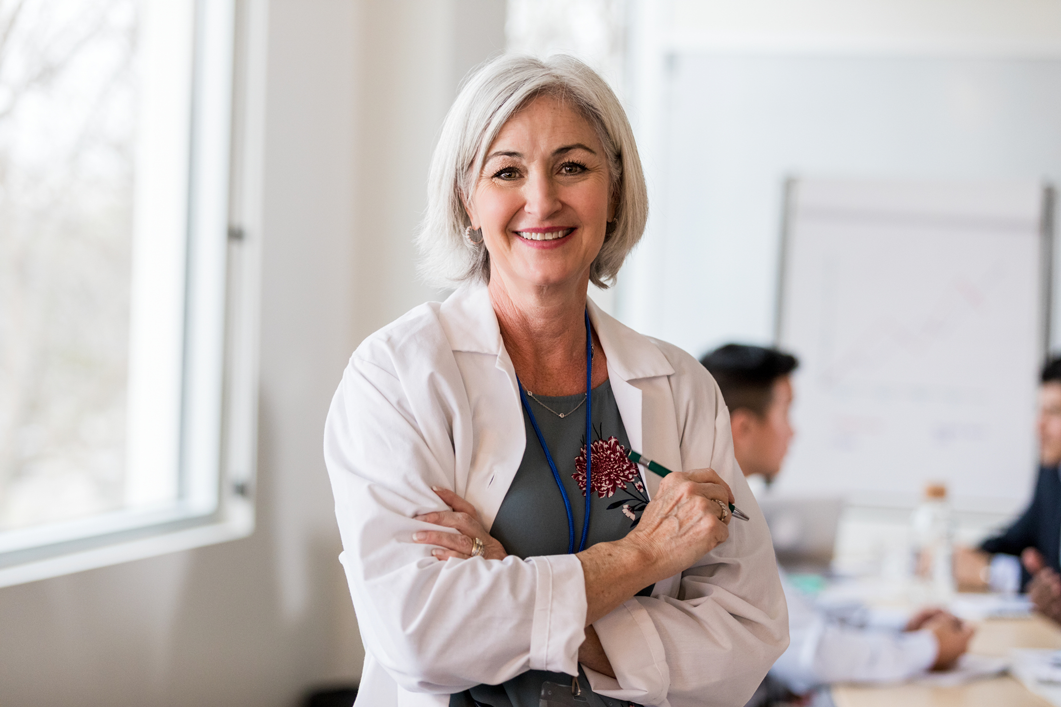 doctor in her office