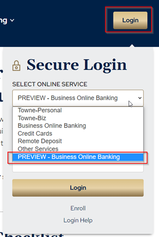 preview-business online banking login module