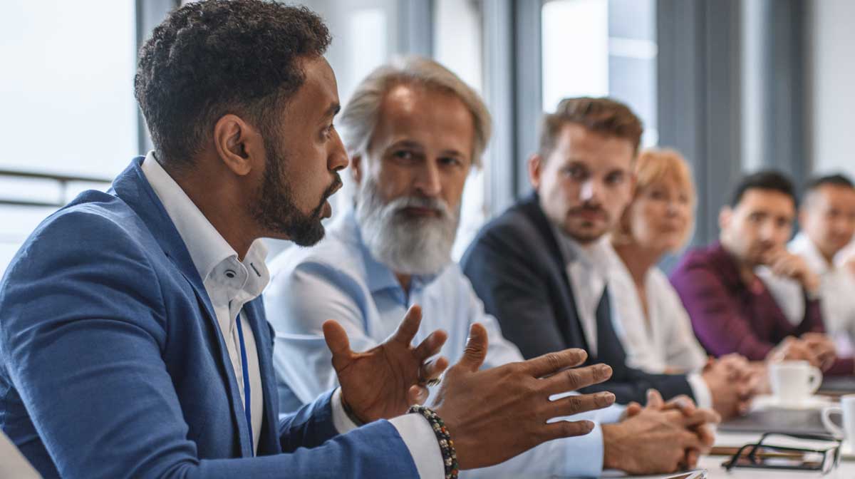 people during office meeting