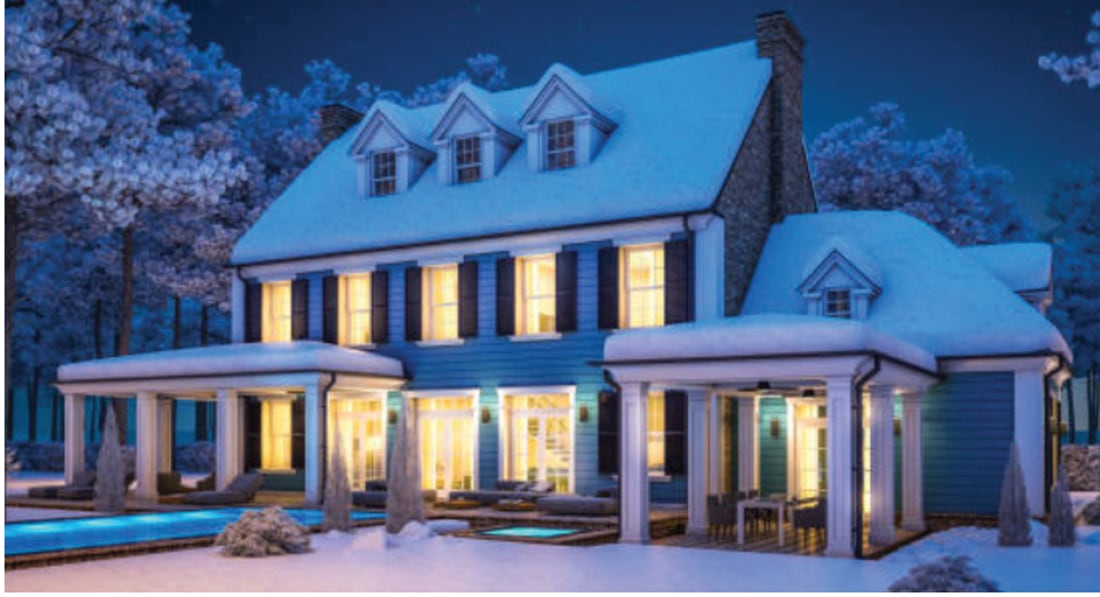 Snowy house.